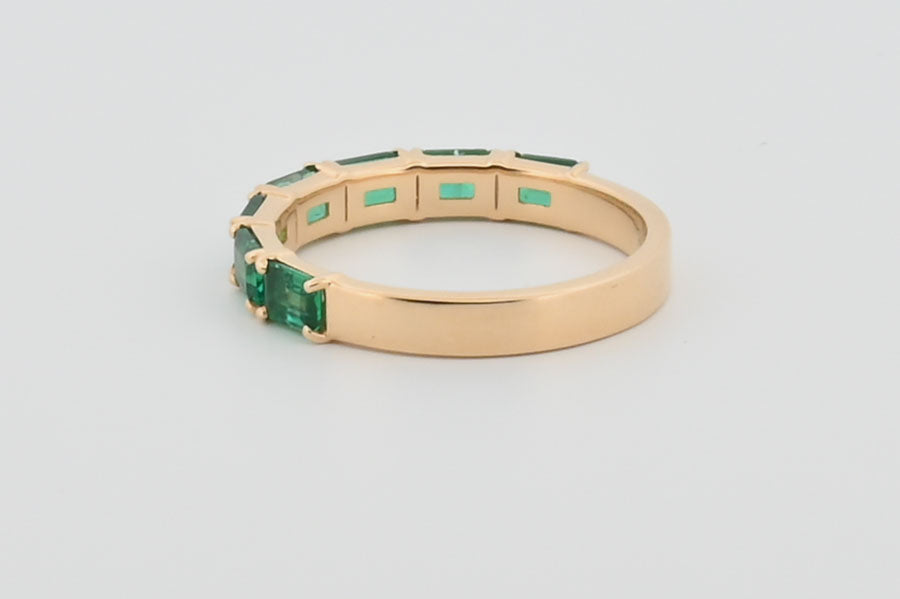 Three-Quarter 2ctw Lab Grown Emerald Wedding Band