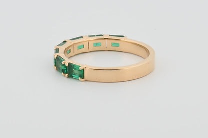 Three-Quarter 2ctw Lab Grown Emerald Wedding Band