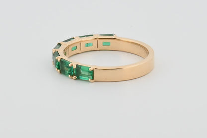 Three-Quarter 2ctw Lab Grown Emerald Wedding Band