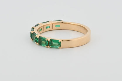 Three-Quarter 2ctw Lab Grown Emerald Wedding Band