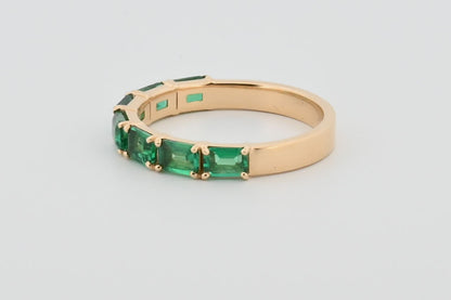 Three-Quarter 2ctw Lab Grown Emerald Wedding Band