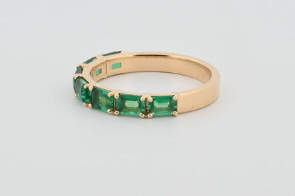 Three-Quarter 2ctw Lab Grown Emerald Wedding Band
