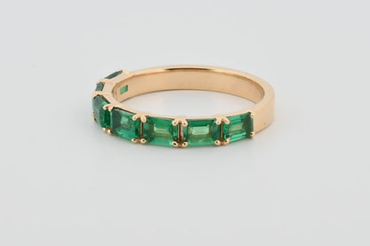 Three-Quarter 2ctw Lab Grown Emerald Wedding Band