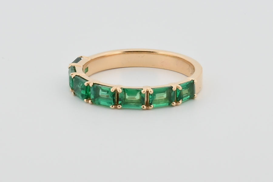 Three-Quarter 2ctw Lab Grown Emerald Wedding Band