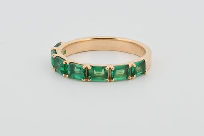 Three-Quarter 2ctw Lab Grown Emerald Wedding Band