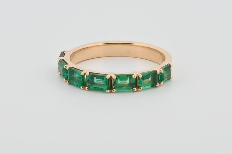 Three-Quarter 2ctw Lab Grown Emerald Wedding Band