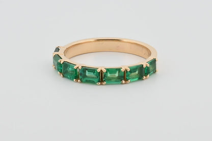 Three-Quarter 2ctw Lab Grown Emerald Wedding Band