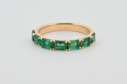 Three-Quarter 2ctw Lab Grown Emerald Wedding Band