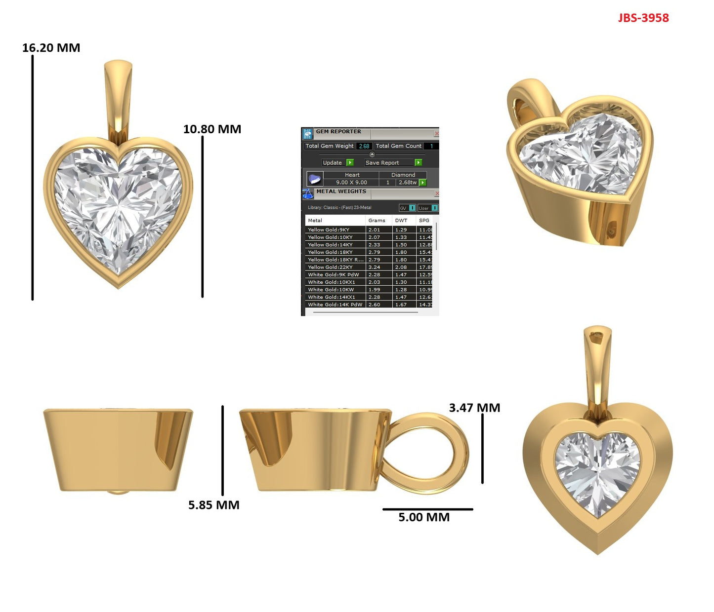 Custom Ring Order - Bri Heart pendant and travel ring