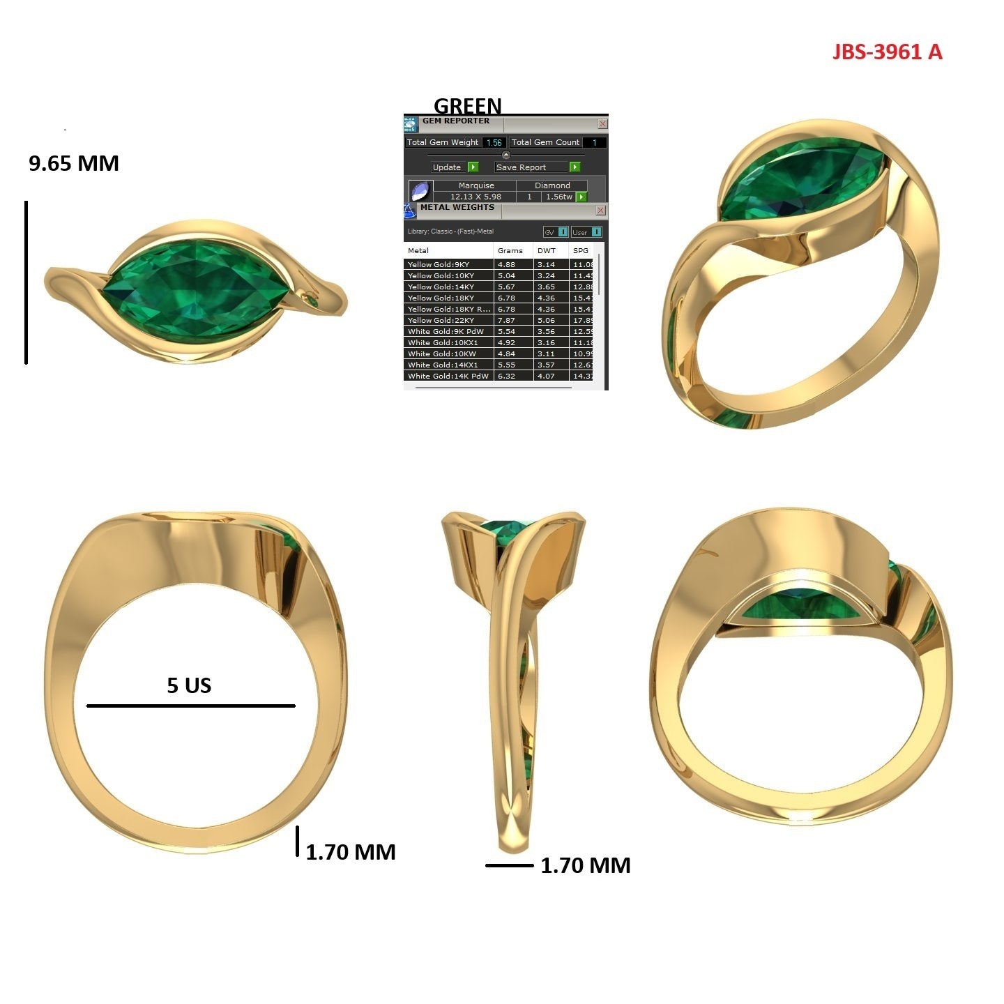 Custom Ring Order - Chelsea green marquise