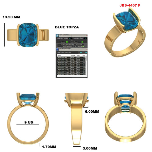 Custom Ring Order - Sharon blue topaz ring