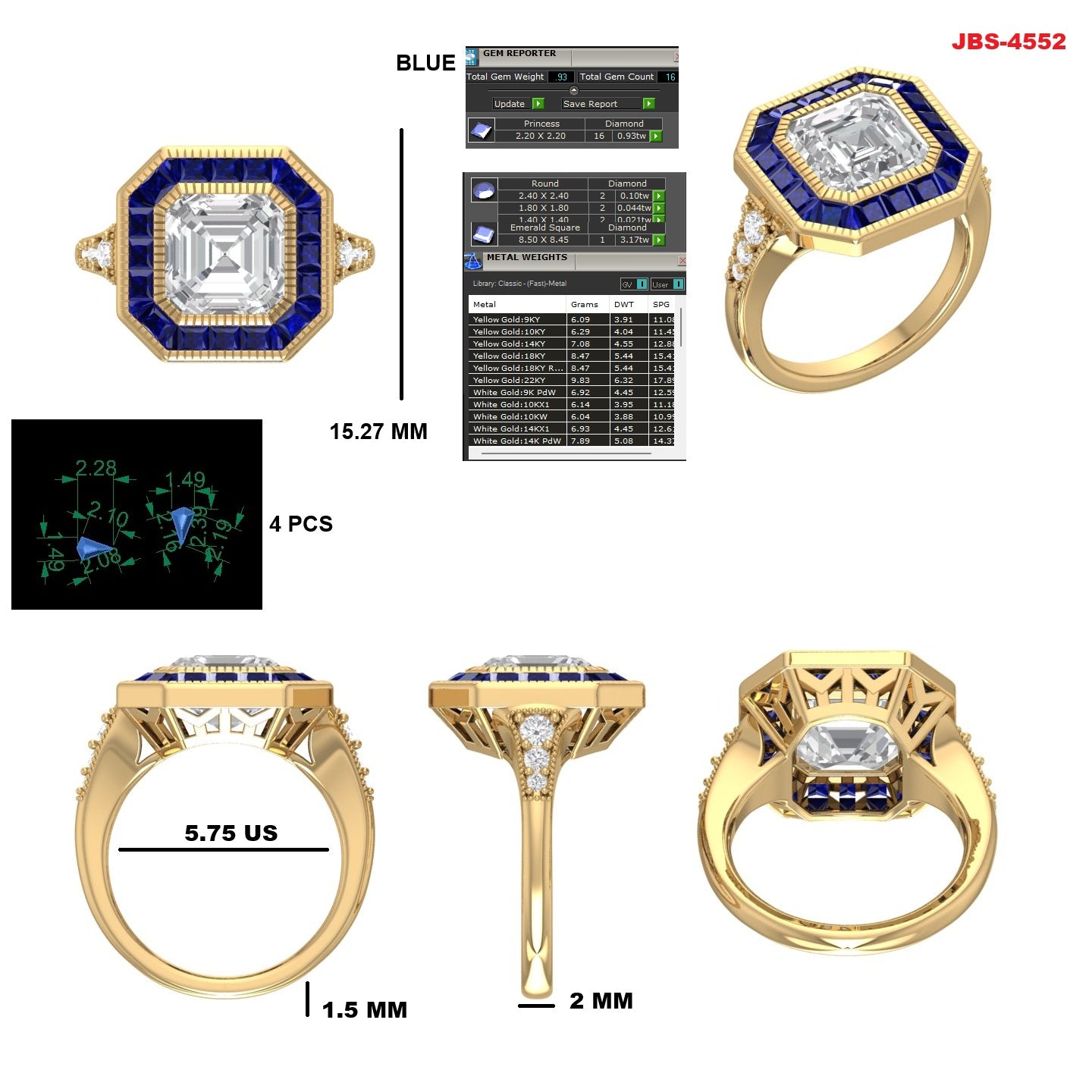 Custom Ring Order - Sapphire Asscher ring