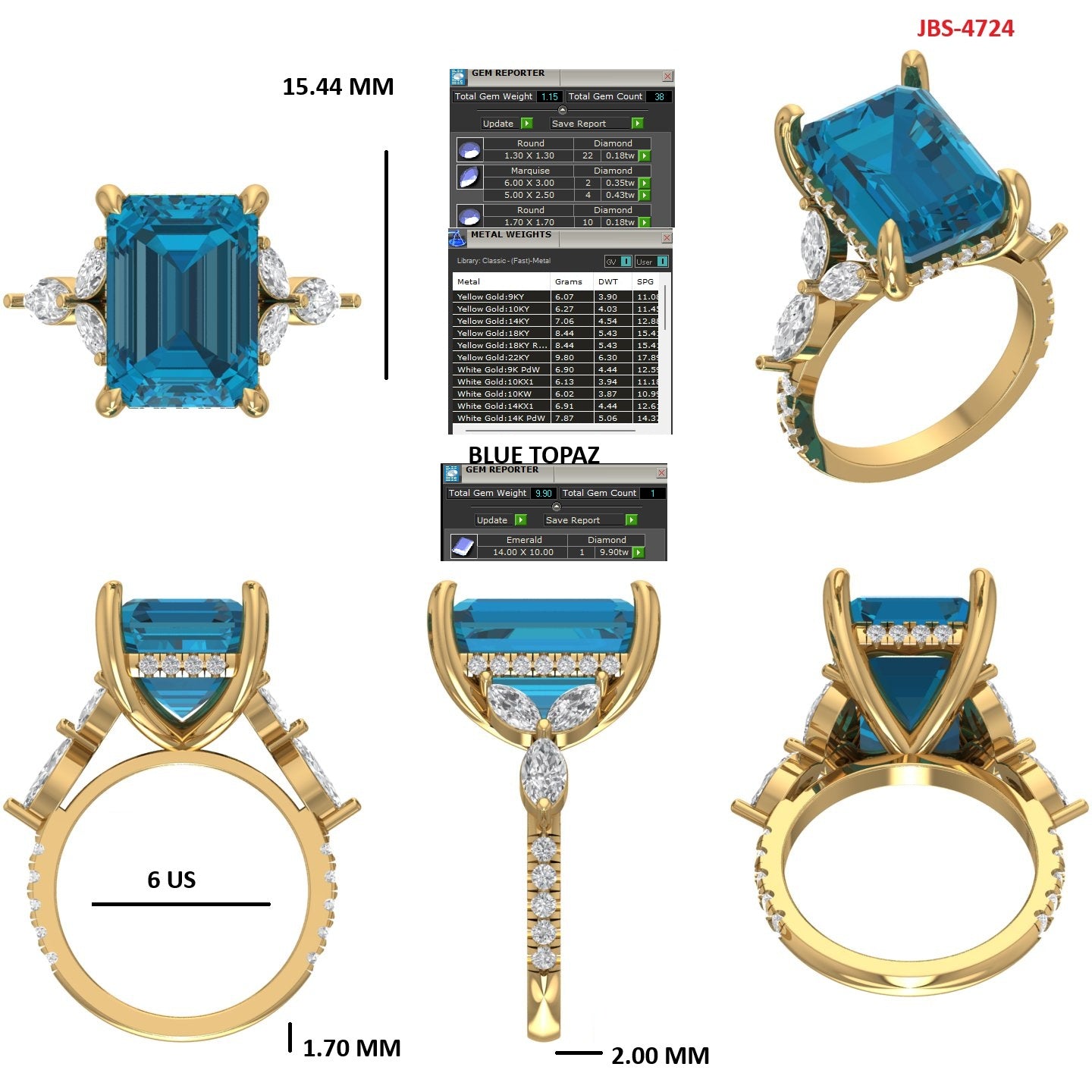 Custom Ring Order - Tami Blue topaz