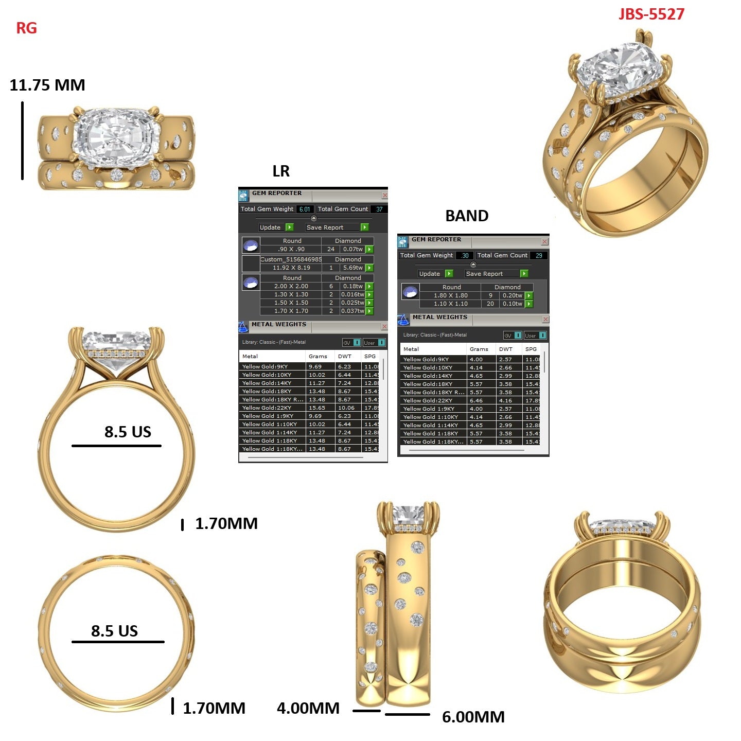 Custom Ring Order Tanya Engagement ring and band