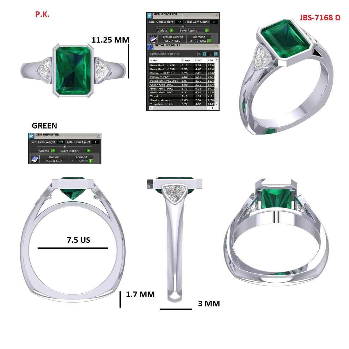 Custom Ring Order Janet green radiant