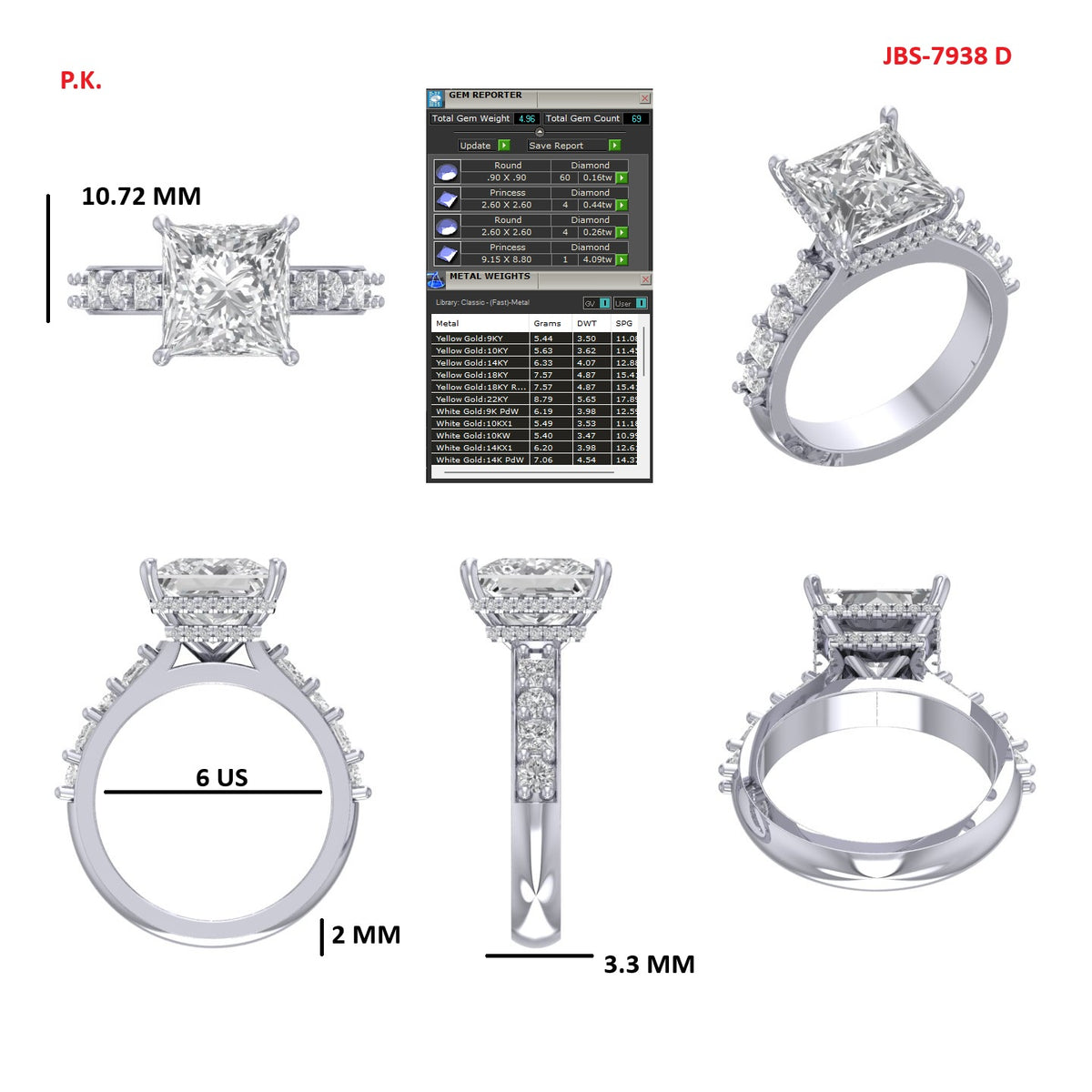 Custom Ring Order - Tami Princess cut and band