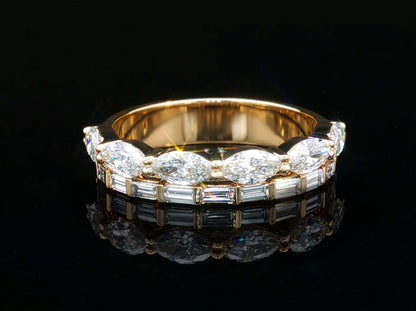 East-West Marquise and Baguette Band