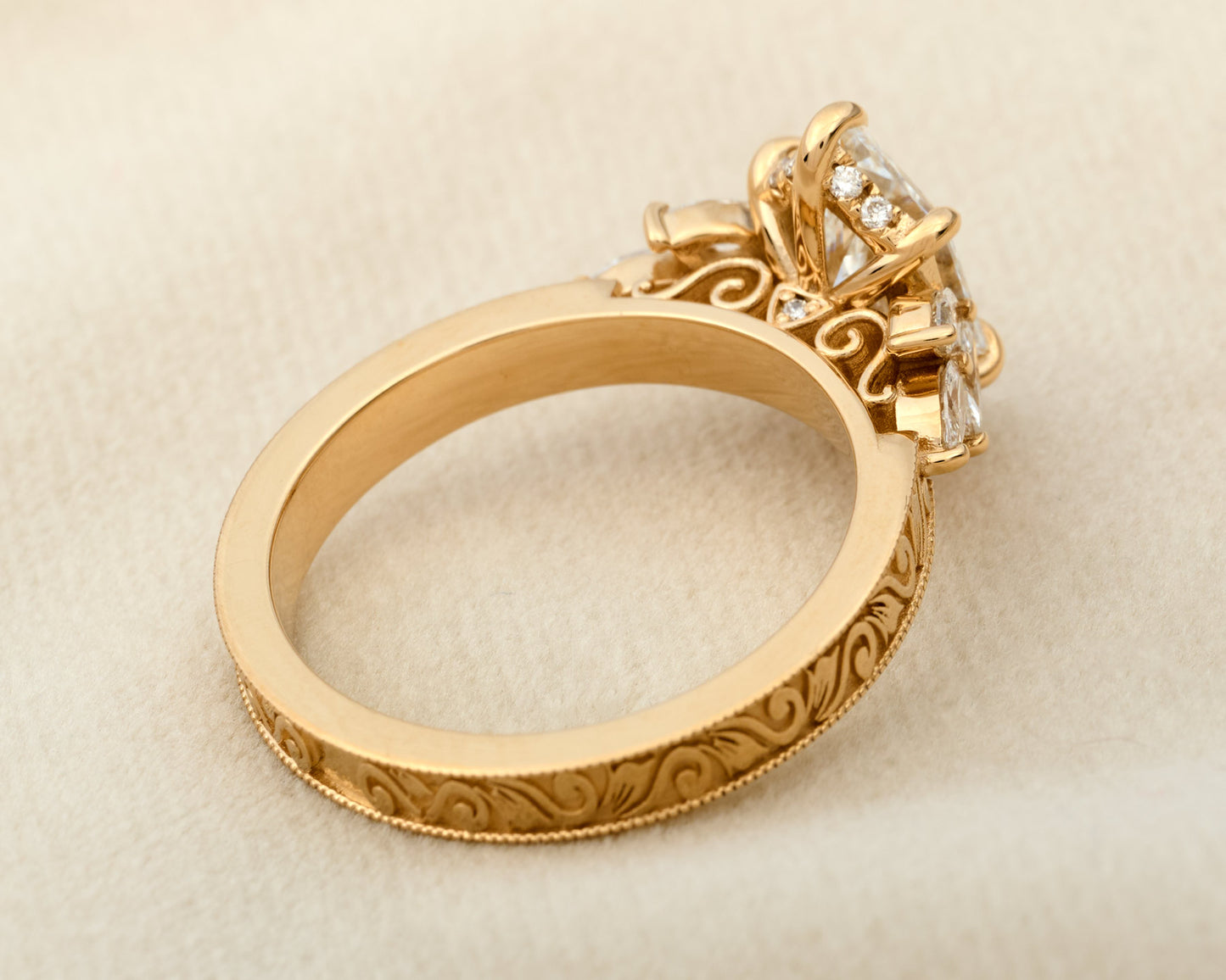 The Adeline - Vintage-Inspired Delicately Etched 2.5 mm Band - Setting Only