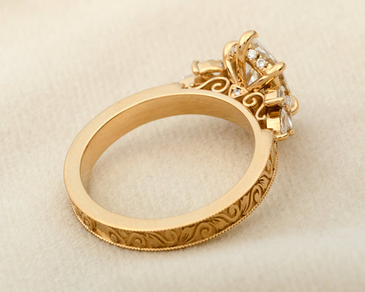 The Adeline - Vintage-Inspired Delicately Etched 2.5 mm Band - Setting Only