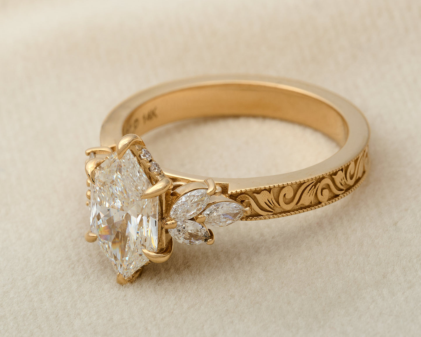 The Adeline - Vintage-Inspired Delicately Etched 2.5 mm Band - Setting Only