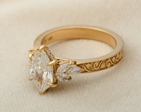 The Adeline - Vintage-Inspired Delicately Etched 2.5 mm Band - Setting Only