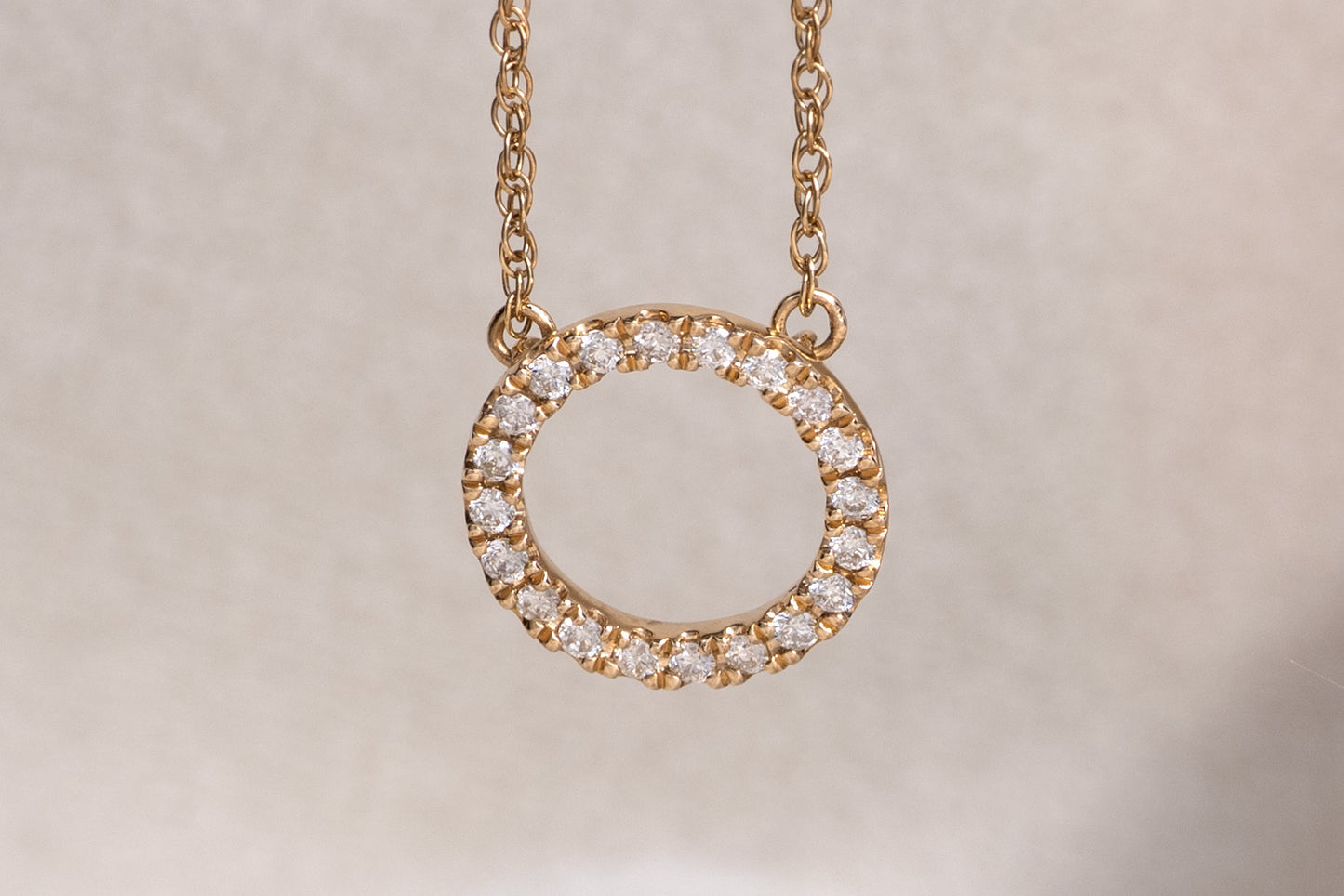 Circle of Love 10k gold natural diamond necklace