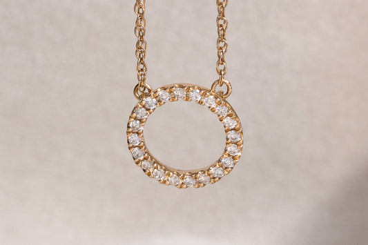 Circle of Love 10k gold natural diamond necklace