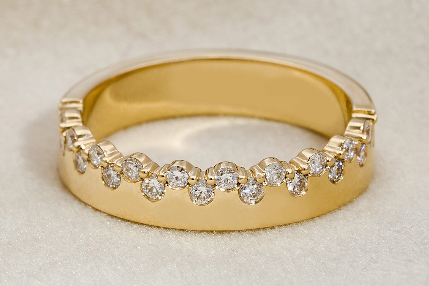 4 mm Cigar Band with 2 Staggered Rows of Round Lab-Grown Diamonds