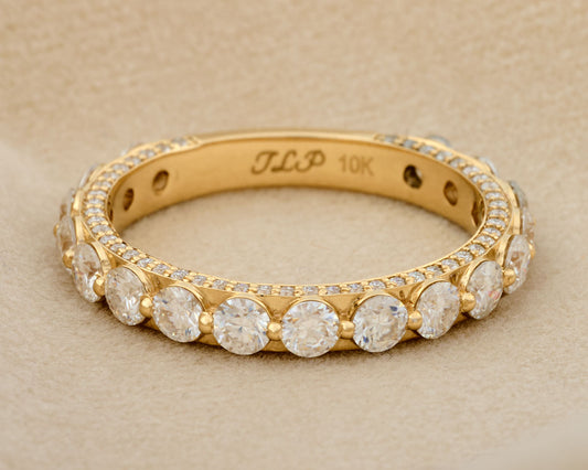 Grace Band 3.3mm Moissanite 1.8ct 10k Gold 3/4 Eternity Band