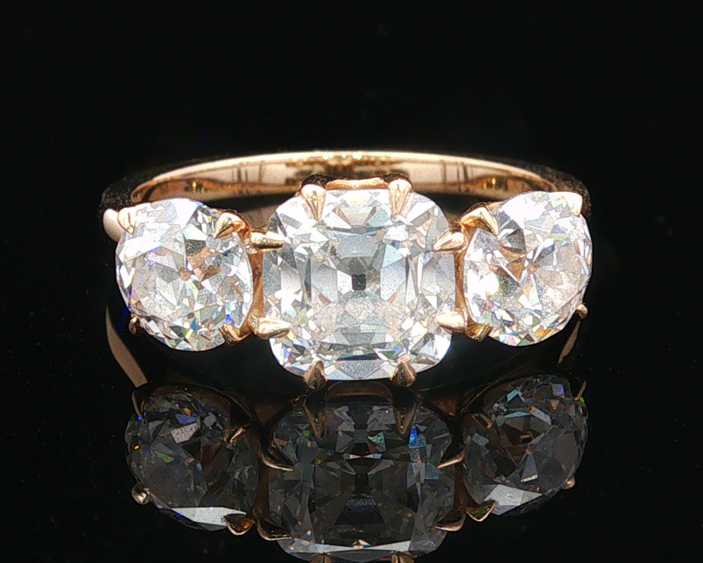 The Jasmine Ring – 2 Ct Old Mine & 2 Ct Old European Cut Lab Diamonds