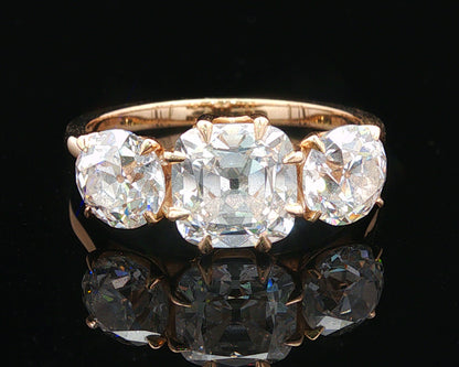 The Jasmine Ring – 2 Ct Old Mine & 2 Ct Old European Cut Lab Diamonds