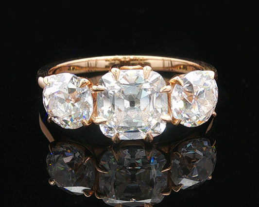 The Jasmine Ring – 2 Ct Old Mine & 2 Ct Old European Cut Lab Diamonds