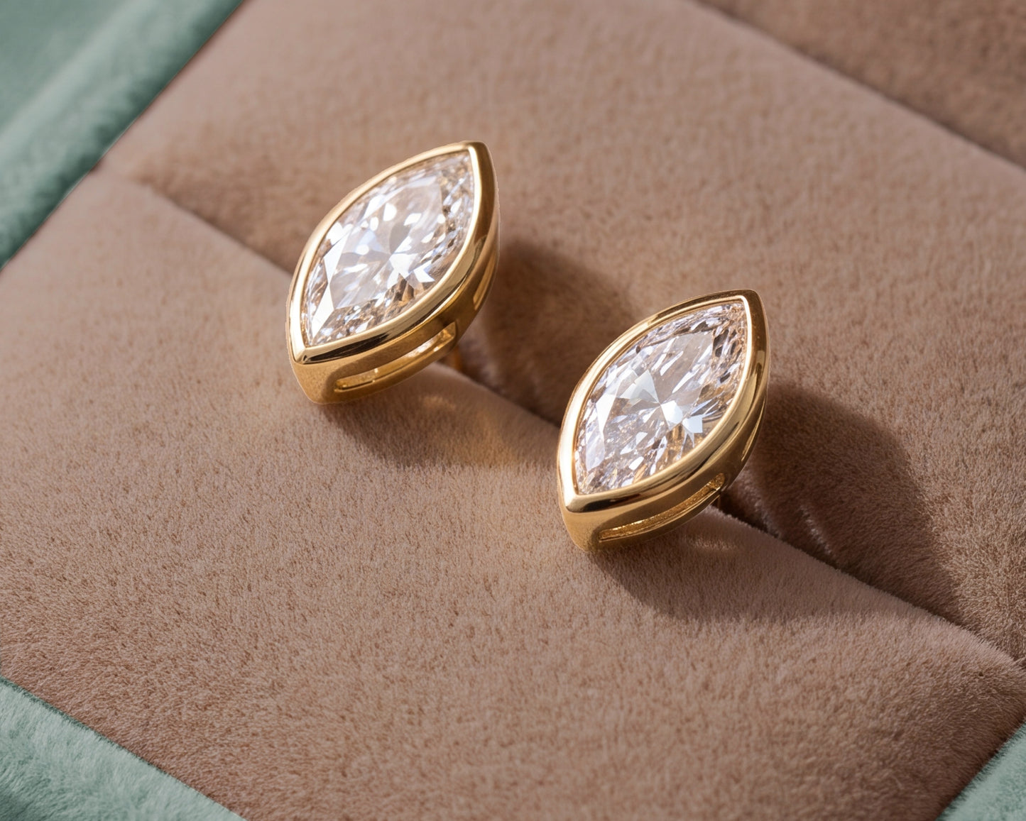 1.0ctw Marquise Lab Grown Diamond 10k Bezel-Set Earrings