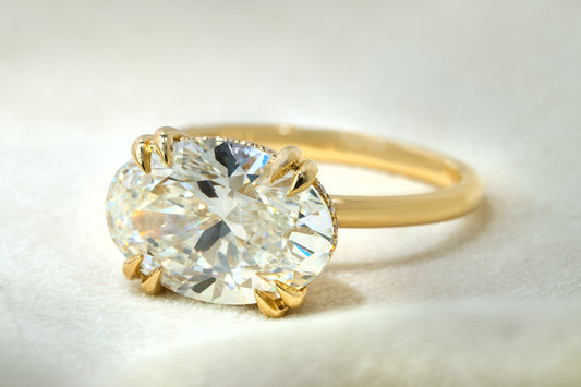 East-West Oval Hidden Halo Ring - Setting Only