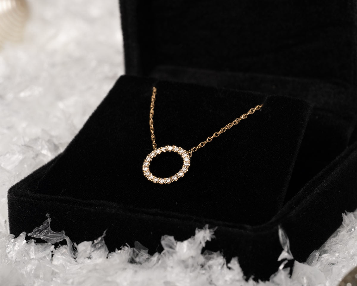 Circle of Love 10k gold natural diamond necklace