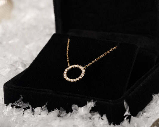Circle of Love 10k gold natural diamond necklace