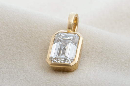 2ct Emerald-Cut Lab-Grown Diamond in 10k Bezel-Set Pendant