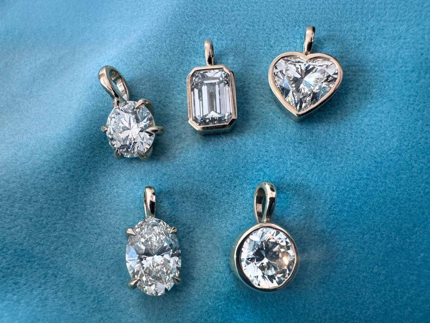 2ct Lab-Grown Round, Heart, Emerald or Oval in 10k Bezel or Prong-Set Pendant