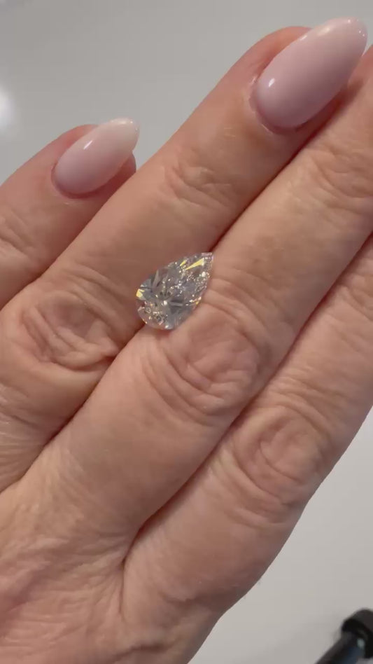 Antique Pear 4.08ct Cut Lab Grown Diamond - Clarity: VVS2 Color: F
