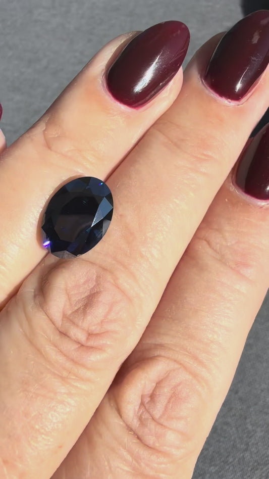 8.0ct Oval Old Mine Cut Moissanite Loose Stone (Color: Dark Blue)