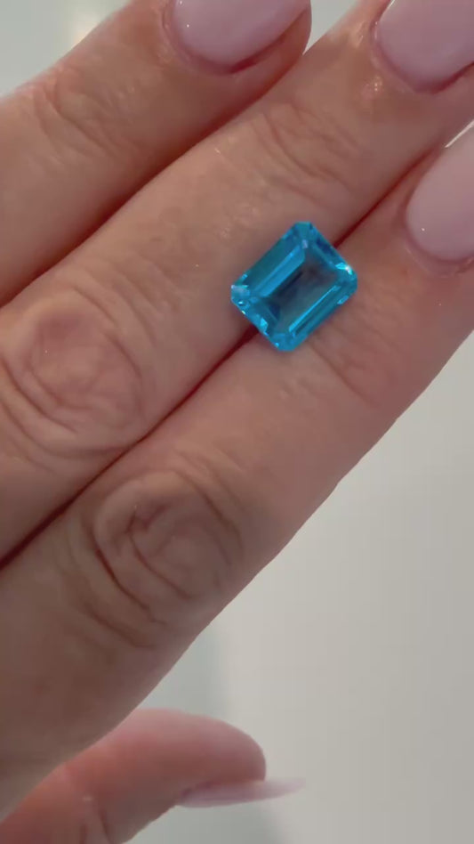 5.98ct Natural Blue Topaz Emerald Cut