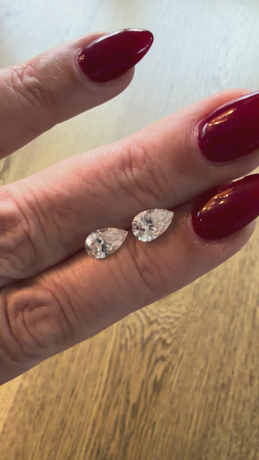 1.31ct & 1.29ct Matched Set of Pear Cut Lab Grown Diamonds (Color: F Clarity: VVS1 & VVS2)