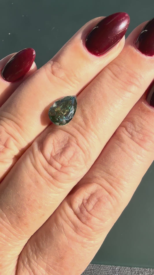 4.0ct Pear Moissanite Loose Stone (Color: Green)