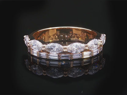 East-West Marquise and Baguette Band