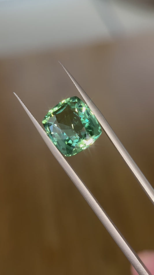 12.31ct Cushion Cut Mint Green Tourmaline