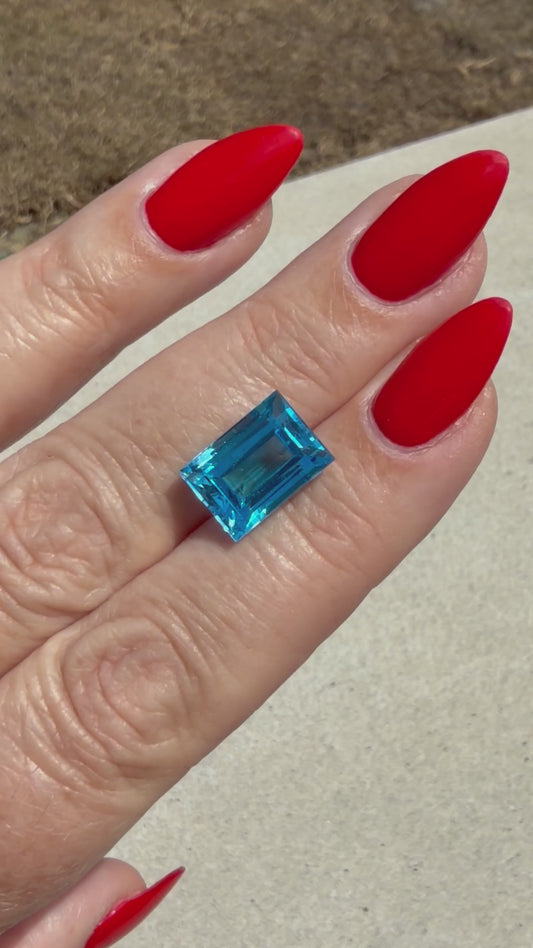 11.57 Emerald/Baguette Natural Swiss Blue Topaz