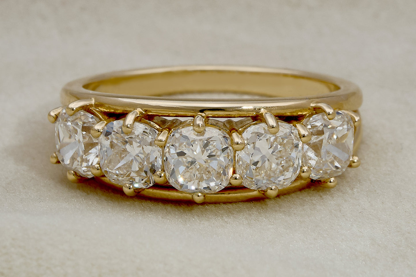 The Shannon Band - Vintage-Inspired Five Cushion-Cut Lab-Grown Diamonds - 3.5ctw