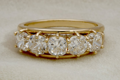 The Shannon Band - Vintage-Inspired Five Cushion-Cut Lab-Grown Diamonds - 3.5ctw