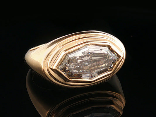 The Alexis - Architectural East-West Geometric Signet Ring - Setting Only