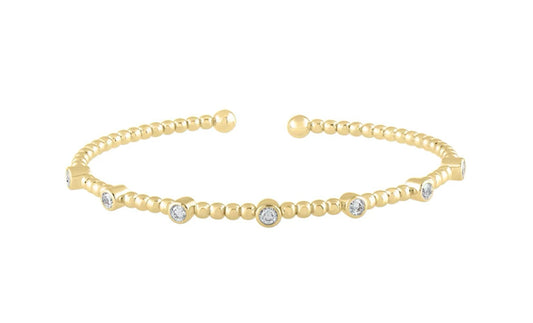 1/2 ctw Natural Diamonds OR 1/4 ctw Emeralds with 1/4 ctw Natural Diamonds Flexi Bangle Bracelet